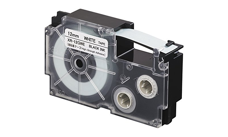 Casio Label Printer tape - 12mm Black print on 3 Colour options.