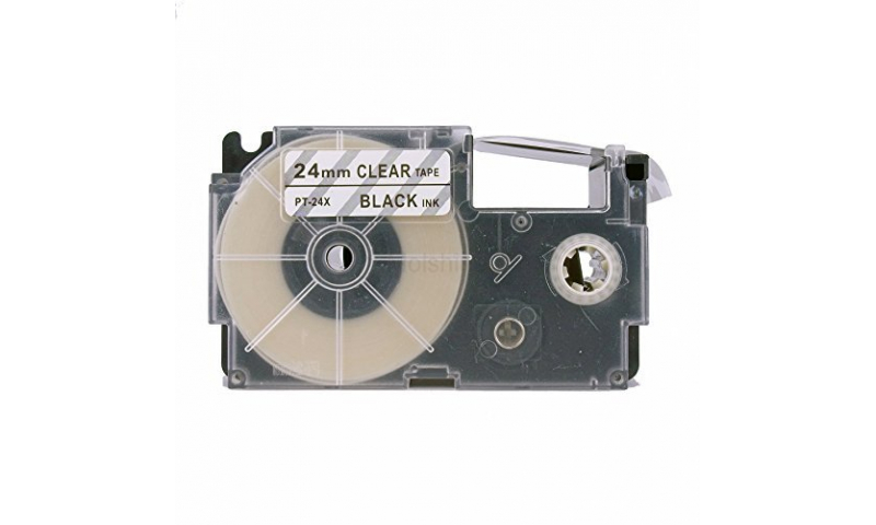 Casio Label Printer tape - 24mm Black on Clear