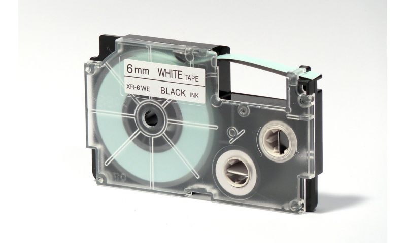 Casio Label Printer tape - 6mm Black on White
