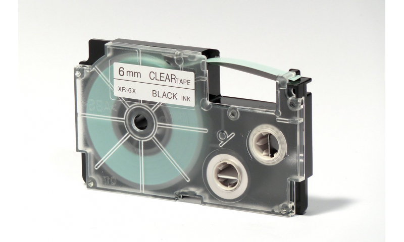 Casio Label Printer tape - 6mm Black on Clear