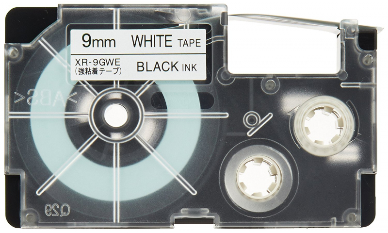 Casio Label Printer tape - 9mm  Black on White (New Lower Price for 2022)